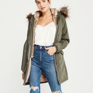 Abercrombie Olive Military parka jacket XS